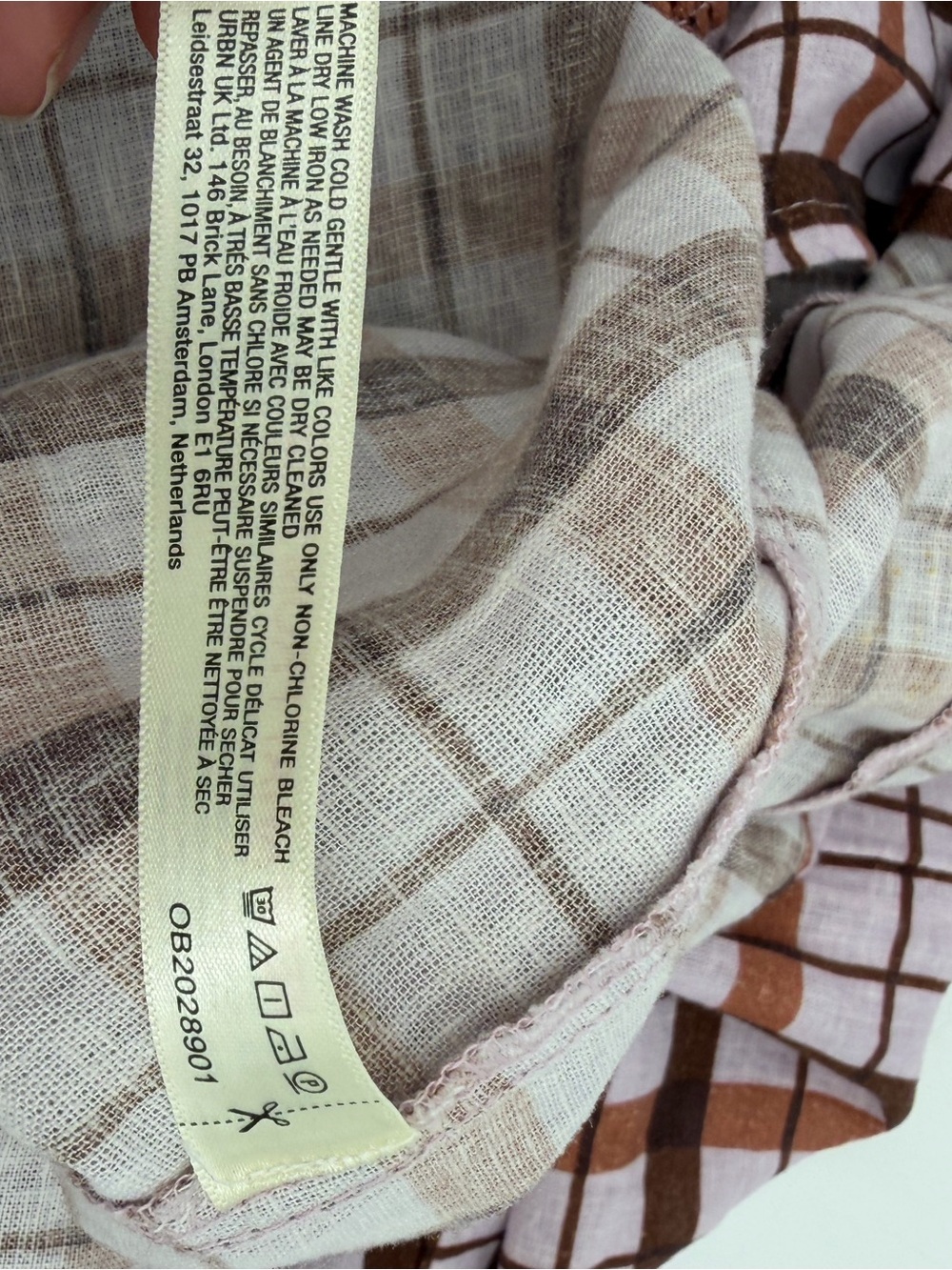 Anthropologie Brown & Cream Plaid Strapless Midi - Picture 6 of 10